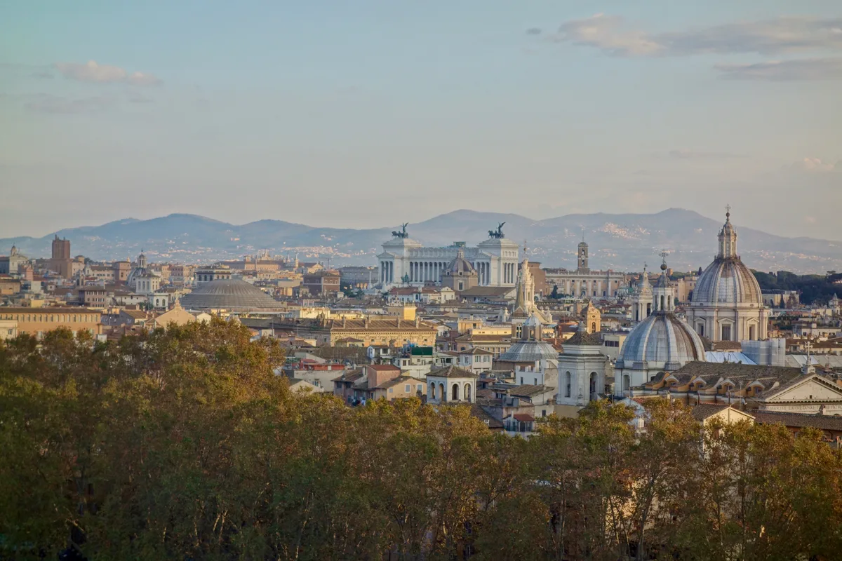 Rome rooftops and domes seen from Castel Sant’Angelo